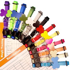 GAMUDA Puppy Collars ID Tags – Super Soft Whelping Puppy ID - Adjustable Breakaway Litter Collars Pups – Assorted Colors Plain & Identification Collars with 2 Record Keeping Charts - Set of 12 (M)