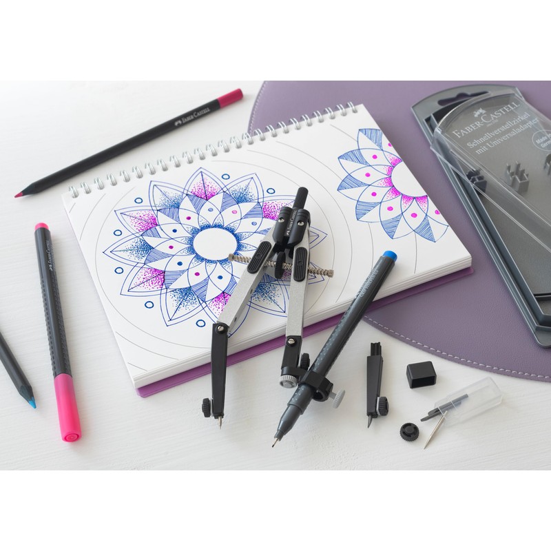 Faber-Castell 174014 Quick Set Compass Jointed 4 mm Peg Silver