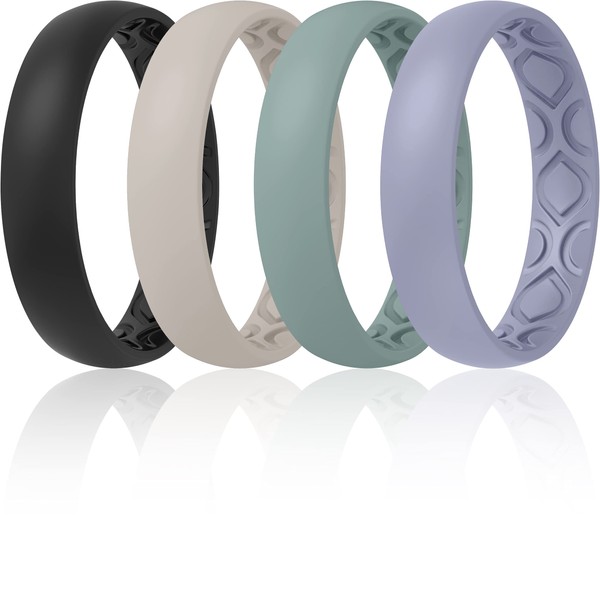 ThunderFit Women Breathable Eternity Pattern Silicone Wedding Rings Anniversary Bands