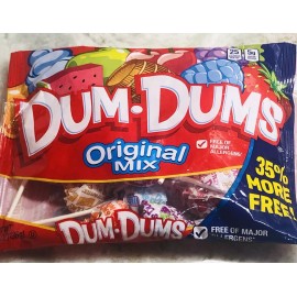 Dum Dums Original Mix Lollipops 4.8oz-Free From Mayor Allergens. Bonus Size.