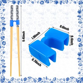 5 Pairs Reusable Chopstick Helpers Non Slippery Training Chopsticks for Adult Replaceable Practice Chopsticks Heat Resistant Chopsticks Holder with Clip for Trainer (Blue, Wood)