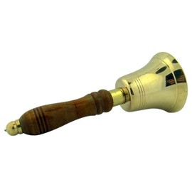 High Polished Brass Service Bell with Wood Handle, 2 1/2 Inch (Dia)