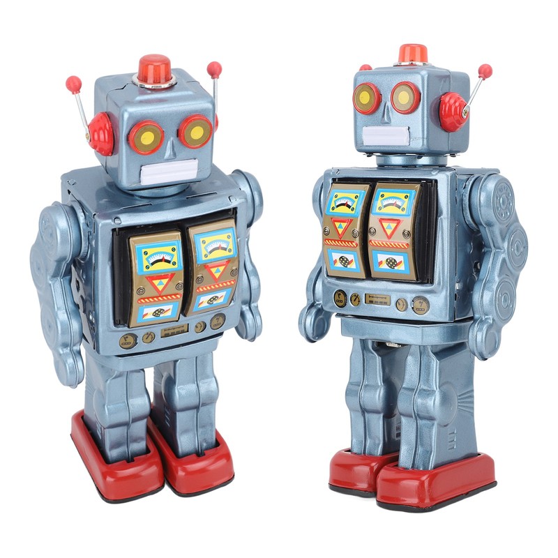 Metal Tin Robot Toy Retro Electric Rotating Figures Model Adult