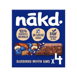 Nkd. Blueberry Muffin - Barritas Raw de Fruta y Frutos Secos - 100 Ingredientes Naturales - Sin Azcar Aadido - 4 x 35g - 140g                         