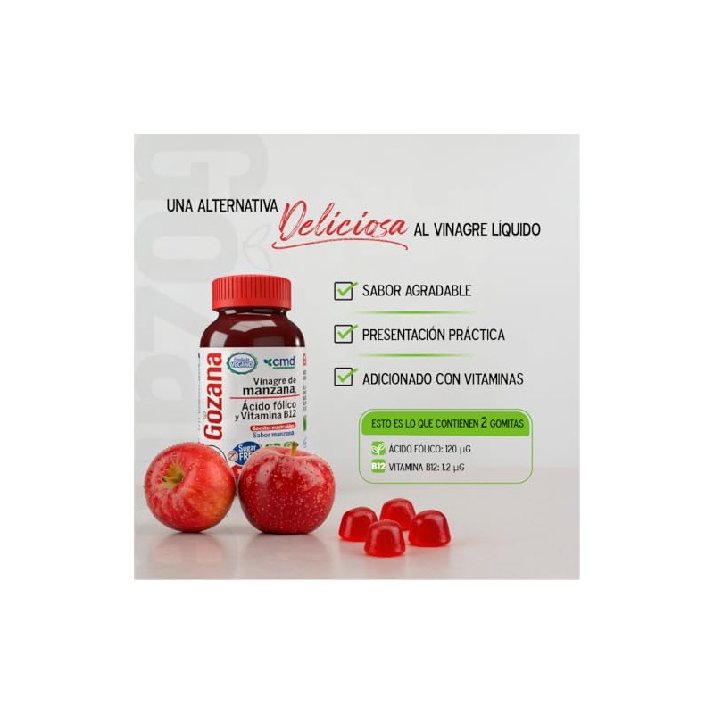 Cmd Gozana Gomitas Vinagre Manzana Ácido Fólico Vitamina B12 Suplemento
