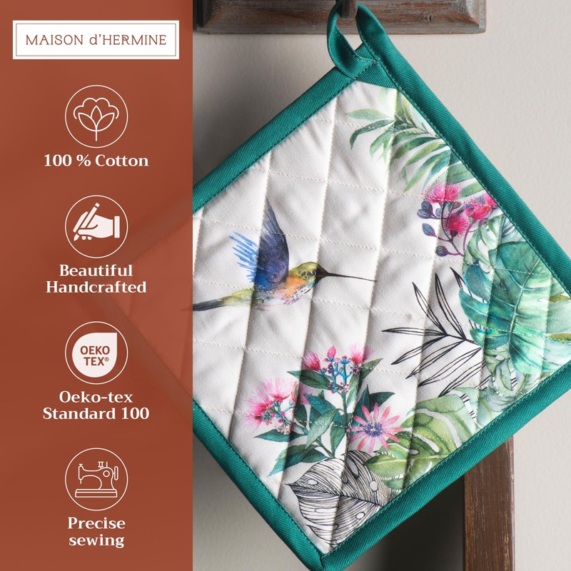 Maison d' Hermine Pot Holders, 100% Cotton, Easter Hot Pads,