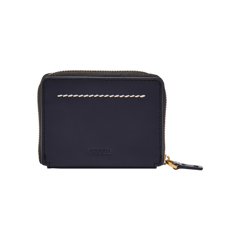 Fossil Mens Westover Leather Zip Wallet, blue, Casual