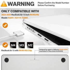 ZYB Case Compatible with MacBook Air 15 Inch 2025 2024 2023 M4 M3 M2, Model: A3241 A3114 A2941, Ultra Thin Protective Hard Case, Glitter Transparent