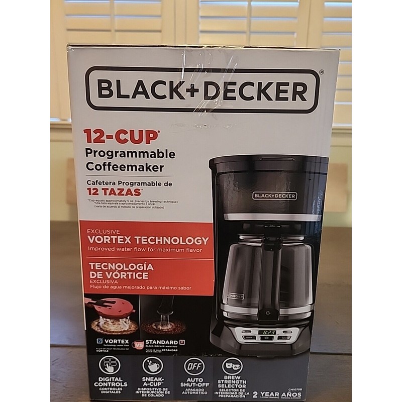 BLACK+DECKER 12-Cup* Programmable Coffeemaker, Black, Vortex Technology Digital