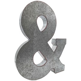 SciencePurchase 20" Metal Letter M Wall Decor, Silver with Rusted Edges, Galvanized Wall Mountable Decoration for Country, Mid-Century, or Farmhouse Themed Room or Event