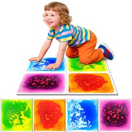 Toddlers Sensory Liquid Floor Tiles - 4 Pack Liquid Tiles for Kids Sensory Play & Motor Skills Development, Safe Non-Toxic Lava Sensory Mats for Classroom, Home, Daycare Gifts Toddlers with Autism