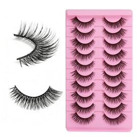 10 Pairs Wispy False Eyelashes Lightweight Faux Mink Eye lashes, Bold Curl & Root-Clear Design False Lashes Medium Length Perfect for Diary Makeup Evening Parties Photography Dates(14mm)