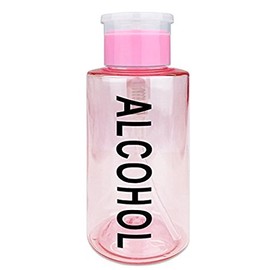 PANA 10oz Pink with Word Push-Down Dispenser Bottle - 1 Bottle - Empty Refillable Pump Bottle for Nail Polish Remover Liquid