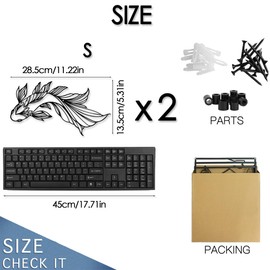 Dolmifapro Metal Wall Art KOI Fish Metal Wall Decor Minimalist Koi Art Gift Wall Sculpture for Living Room Bedroom Entryway Kitchen Hallway Garage Office (Size S)