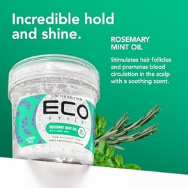 Eco Style Rosemary Mint Hair Gel, Alcohol Free, Vegan, 473 ml