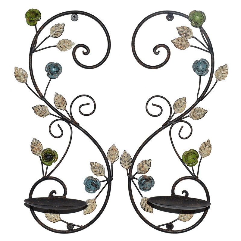 JUCONSIN Wall Sconces Candle Holder Set of 2, Antique Multi-Color
