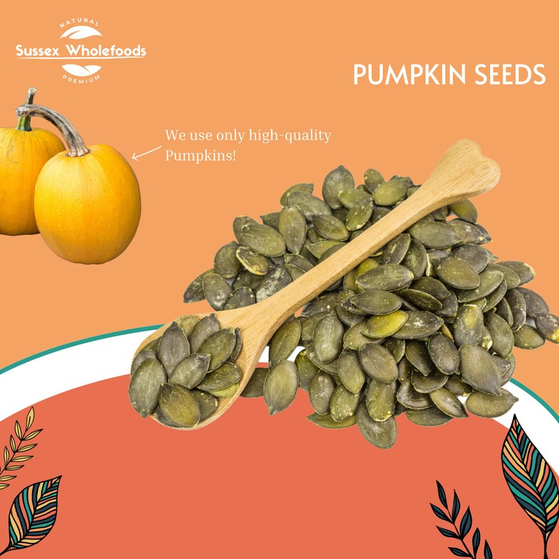 Sussex Wholefoods: Premium Pumpkin Seeds 500g - Crunchy, Nutritious, Protein-Packed