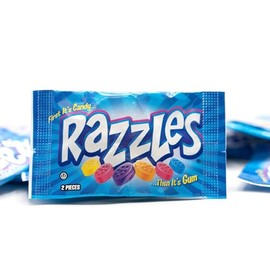 Razzles Candy Then Gum 1 lb - Tasty 2-piece Individually Wrapped Packets