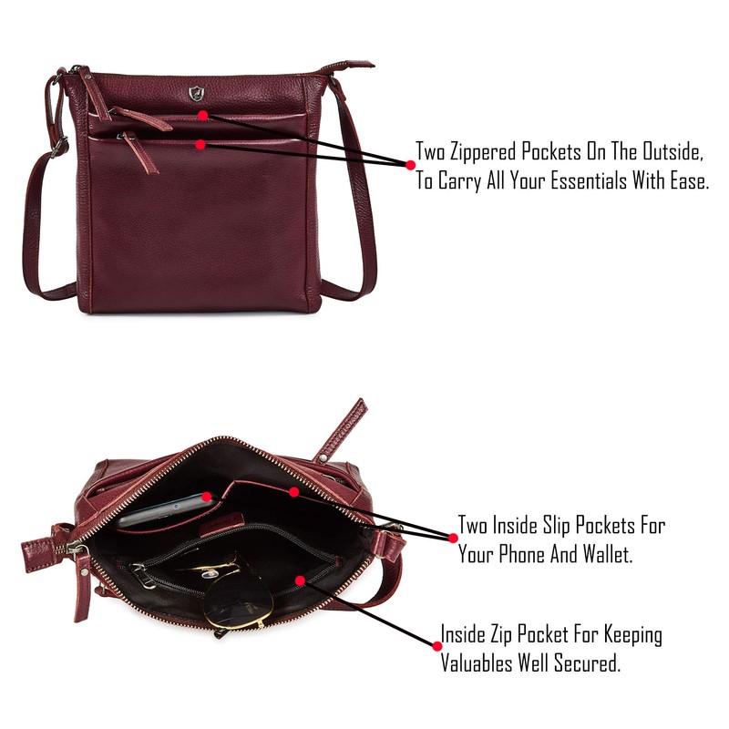 Cochoa Small Soft Pebbled Real Leather Women Crossbody Handbags &