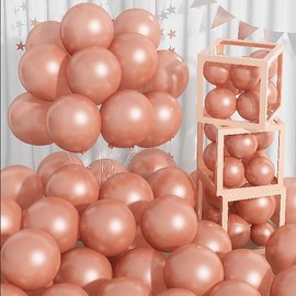 Pearl Rose Gold Balloons 12 Inch, 60 PCS Rose Gold Pearl Balloons, Light Rose Lustrous Balloons for Arch, Helium Rosegold Blush Balloons for Girls Women Birthday Party Wedding Bridal Shower Decoration