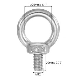 PATIKIL M12 x 20mm Lifting Shoulder Eye Bolt, 5Pcs 304 Stainless Steel Lifting Ring Threaded Eyebolt with Nuts Washers for Hanging Hammocks Articles