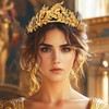 JEAIRTS Greek Goddess Crown Gold Leaf Tiara with Snake Pendant