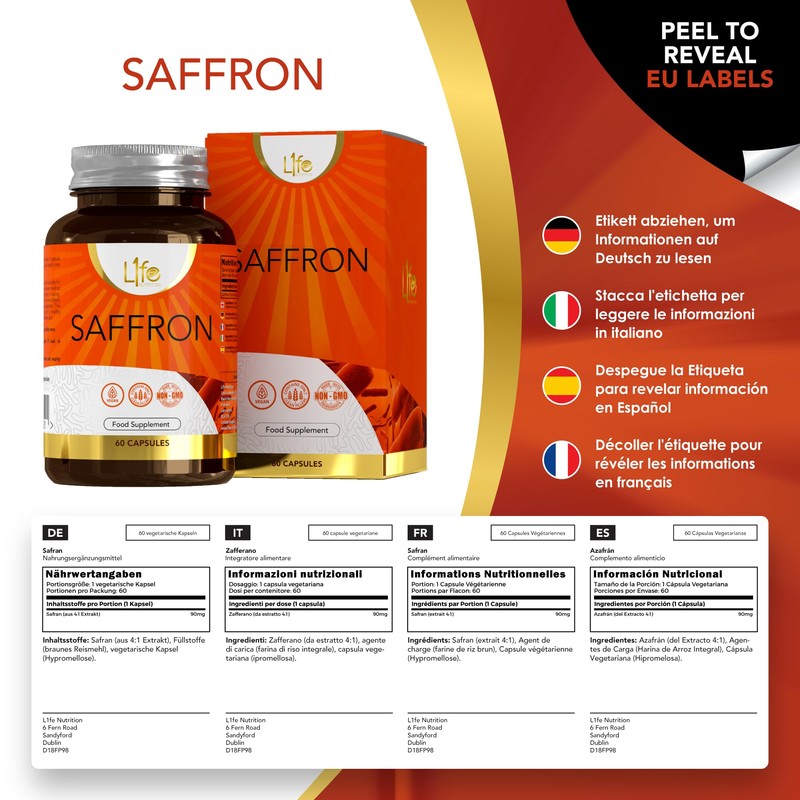 LN Saffron | 60 Saffron Capsules - 90mg (from 4:1