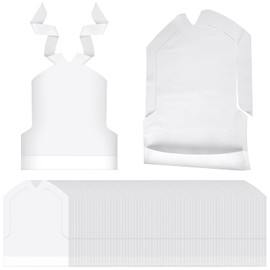 Skicuff 1000 Pcs Disposable Plastic Bibs Bulk 11x15.75 Inch Waterproof Oil Proof Eating Bibs with Crumb Catcher for Kids Kindergarten (White)