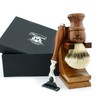 3-Piece Wooden Shaving Set for Men Silver Tip Badger Hair