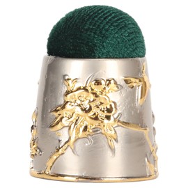 Sewing Pin Cushion Round Zinc Alloy Base Retro Style Pleuche Fabric Needle Pincushion for Quilting DIY Stitchwork