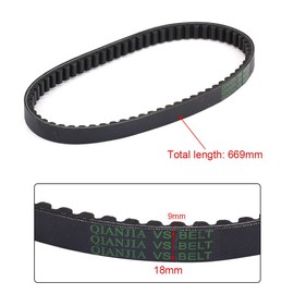 Flat Belt Timing Belt Drive Belt Motorcycle Drive Belt 669 mm / 26.3 Inch Length 18 mm / 0.7 Inch Width Black Rubber Drive Belt for GY6 50CC 139QMB Scooter