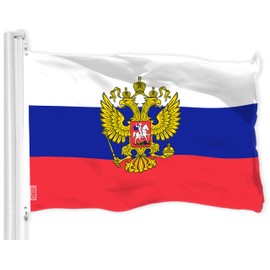 G128 Russia Russian Ensign Flag | 3x5 Ft | LiteWeave Pro Series Printed 150D Polyester | Country Flag, Indoor/Outdoor, Vibrant Colors, Brass Grommets, Thicker and More Durable Than 100D 75D Polyester