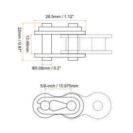 sourcing map 16Pcs #50 Chain Master Connector Link Roller, 5/8" Pitch Carbon Steel, Standard Connecting Split Links for 10A Chain