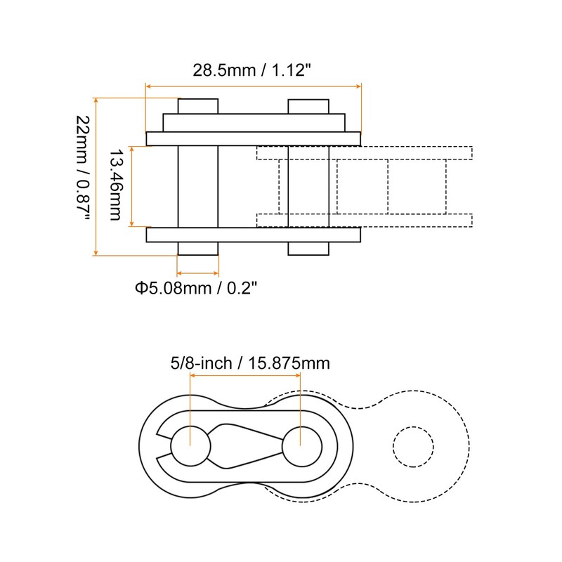 sourcing map 16Pcs #50 Chain Master Connector Link Roller, 5/8"