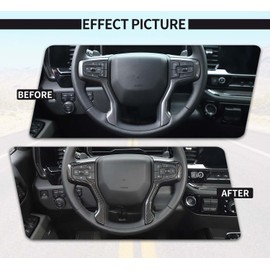 Voodonala for Chevy Silverado Steering Wheel Panel Cover ABS Antidust Carbon Fiber Black Style Steering Wheel Cover Trim Compatible with Chevy Silverado 2019+ (2Pcs/Set,Carbon Fiber Black)