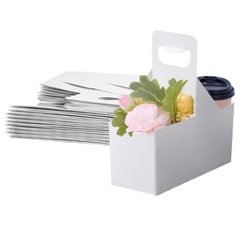 Brillantreal 30 Pack Drink Carrier with Handle, Kraft Paperboard Disposable Coffee Cup Holder for Cold/Hot Drinks, Drink Carrier for Takeout, Cafe, and Restaurant Food Delivery (2 Cup)