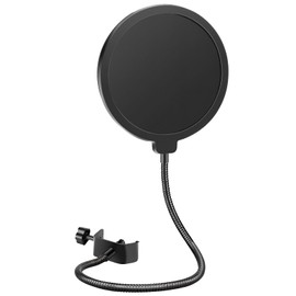 Microphone Pop Protection Professional Pop Protection Microphone Pop Filter Mask Shield for Yeti, Blue, MXL, Snowball, HyperX, QuadCast and Other Microphones, Double Noise Reduction, 360° Adjustable