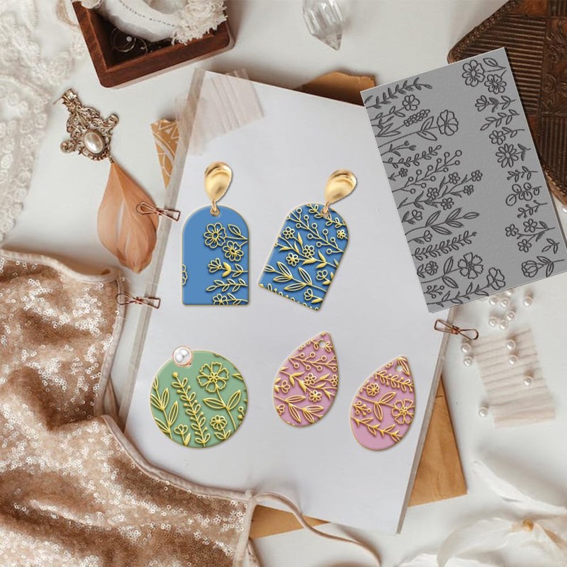 CHGCRAFT Flower Clay Texture Mat Clay Plant Modeling Pattern Pad