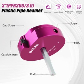 PVC Pipe Reamer Kit 1 PCS 3"(PPR300) for SCH 40 CPVC & ABS Plastic Fittings – Fits 1/2" Drills with 3/8" Hex Shaft – Ideal for Exhaust, Drain & Water Pipe Cleaning, Durable & Heavyduty