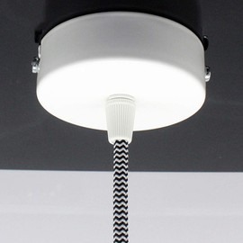 Junction Box White Metal in Set with Accessories Diameter 80 x 25 mm Distribution Canopy Surface-Mounted Box with Strain Relief Ceiling Canopy for Pendant Lamps and Hanging Lights