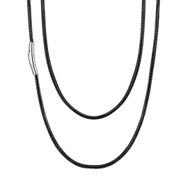 U7 Unisex Necklace 2 mm / 3 ,m, Black, Brown, Braided Wax Chain, Faux Leather Chain, Stainless Steel Clasp, Trendy Simple Fashion Jewellery For Men and Women 41 cm / 46 cm / 51 cm / 55 cm / 61 cm / 66 cm / 71 cm / 76 cm, Stainless Steel