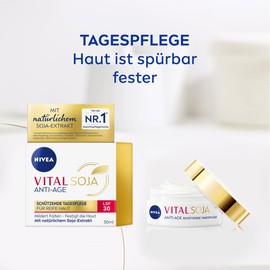 NIVEA VITAL SOJA Anti-Age Schützende Tagespflege LSF 30, straffende Gesichtspflege für reife Haut mit natürlichem Soja-Extrakt, Tagescreme mit LSF gegen Pigmentflecken (50 ml)