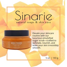 Exfoliating Sugar Scrub for Body – Hydrating Moisturizing Body Polish with Natural Oils – Gentle Spa Skincare for Smooth, Glowing Skin (5 oz., Mango Paradise (Mango))