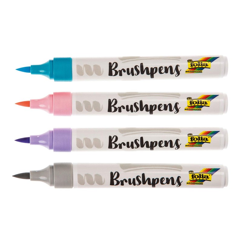 folia 1729 Brush Pens, Set of 4 Pastel Brush Pens