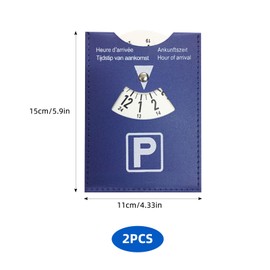 HAPPOW Pack of 2 Parking Discs, PU Leather Parking Disc, 11 x 15 cm Parking Meter, Reversible Parking Permit, High Resolution Display, Durable, Universal for Cars and Motorcycles (Blue)