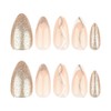 French Tip Press on Nails Medium Almond, Nude Glossy Fake