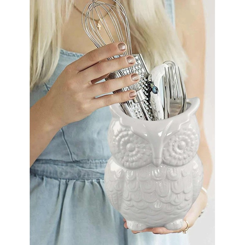 Home - X CERAMIC OWL UTENSIL HOLDER KITCHEN ORGANIZER, UTENSIL