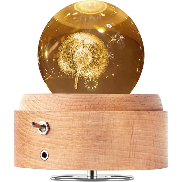 BIAOQINBO Crystal Ball Music Box, 360° Rotating Wooden Music Box with Light, Illuminated Projection Function, Gift for Christmas, Thanksgiving, Birthday, Valentine's Day, Mother's Day