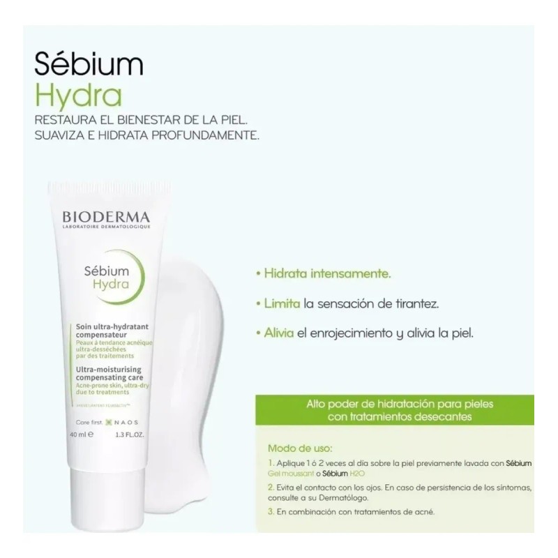 Bioderma Sébium Hydra Crema Hidratante Y Calmante Acné 40ml Acneica