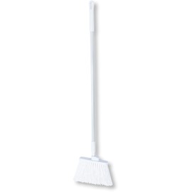 SPARTA 41083EC02 Plastic Color Coded Broom, Unflagged Bristles, Long Broom With Angled Head For Small Debris Cleaning, 56 Inches, White